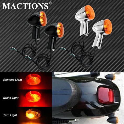 Xmotorcycle Rear Turn Signals Indicators Amber Led Lights Black Chrome