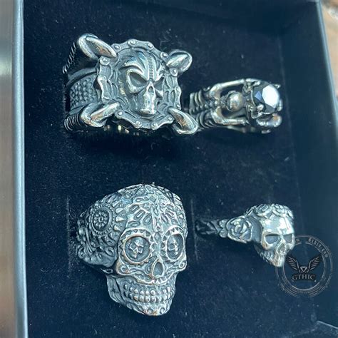 4 Pcs Stainless Steel Gothic Skull Rings Set – GTHIC