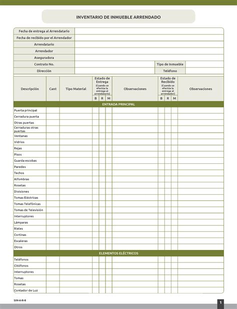 Inventario Inmueble Arrendado SIN 6 R 8 1 Fecha De Entrega Al