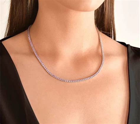 Pink Sapphire Tennis Necklace In 14k 18k Gold Natural 2 Mm 8ct Pink Sapphire Chain Choker