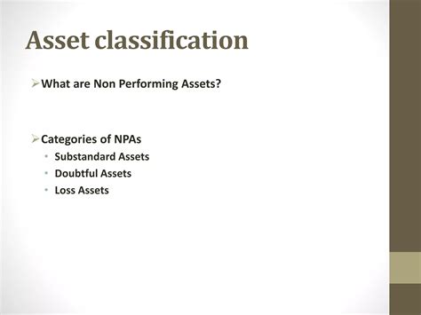 Asset Classification As Per Rbiand Non Performing Assets Ppt