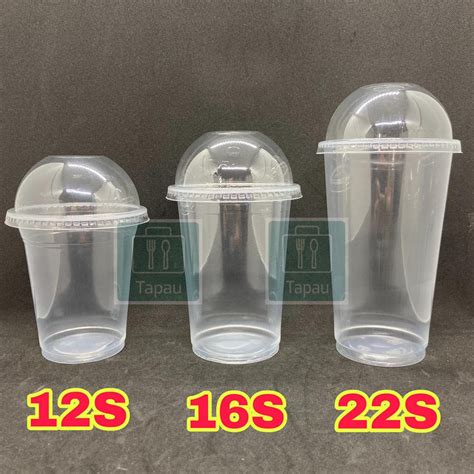 TAPAU 100sets EC 12oz 16oz PP Clear Cup With Dome Lid E12S