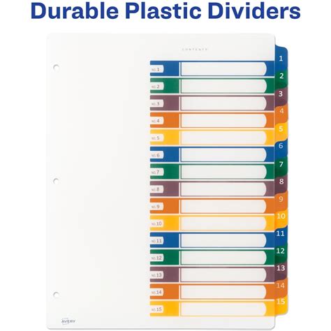 Avery® Avery 15 Tab Dividers Customizable Toc Multicolor 1 Set