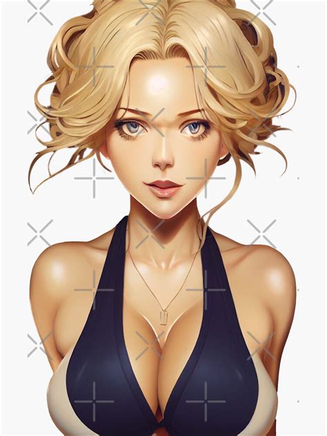 Pinup Anime Big Boobs Blonde Girl 3 Sticker By Osy003 Redbubble