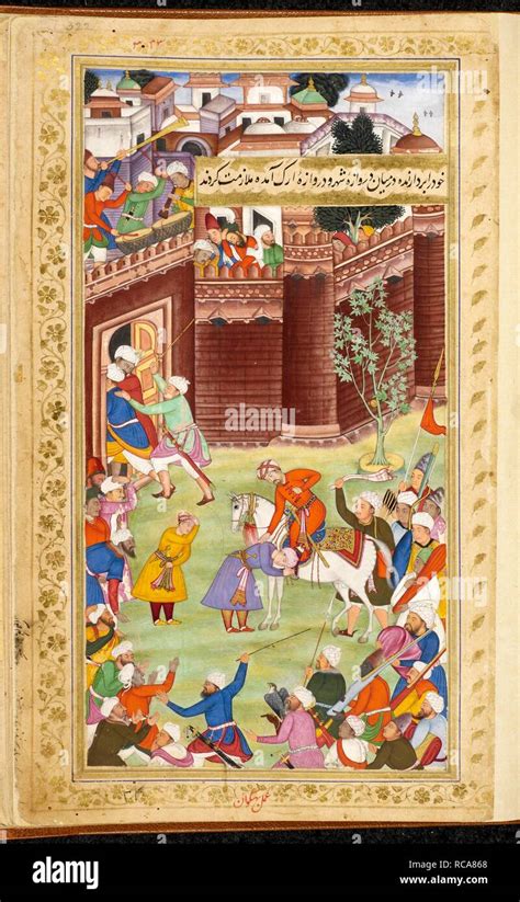 Humayun and Kamran greeting Babur on his arrival at Kabul (1519 ...