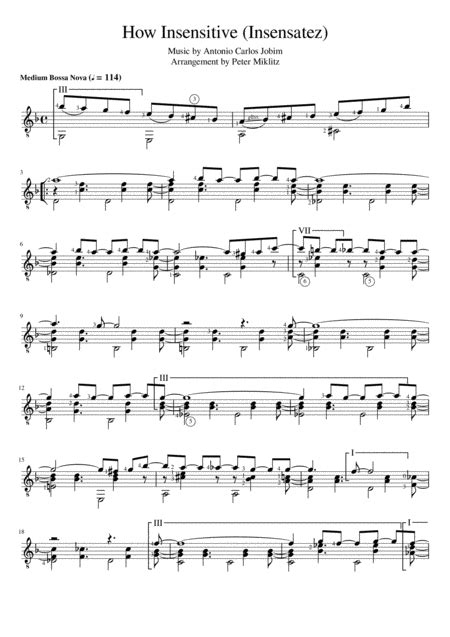 How Insensitive Insensatez Arr Peter Miklitz Sheet Music Astrud