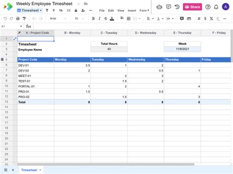 Printable Weekly Timesheet Template Templates Off