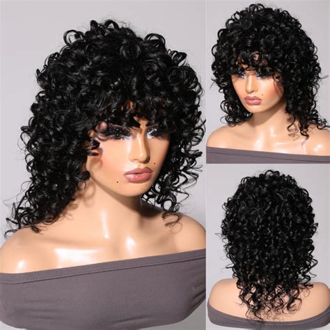 Natural Black Wolf Cut 14 Inch Bob Wig With Bangs – Sunber