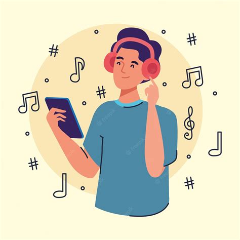 Premium Vector Man Listening Music In Smartphone