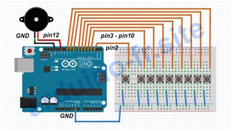 Piano Arduino Avec Boutons Et Haut Parleur Pi Zo