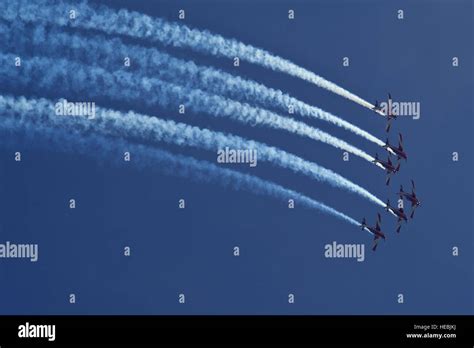 Six Pilatus Pc A Royal Australian Air Force Roulettes Performs During