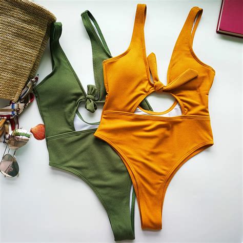 New Conjoined Swimwear Women Lady 2018 Pure Color Hollowed Sexy Swimsuit One Piece Bikinis Women