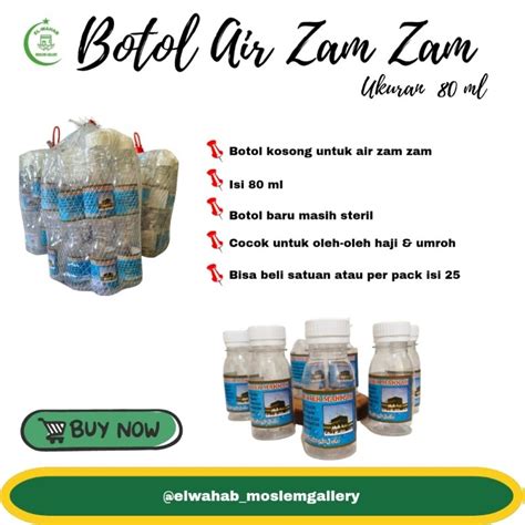 Jual Botol Air Zam Zam 80ml Isi 25 Pcs Botol Kosong Air Zam Zam 80 Ml