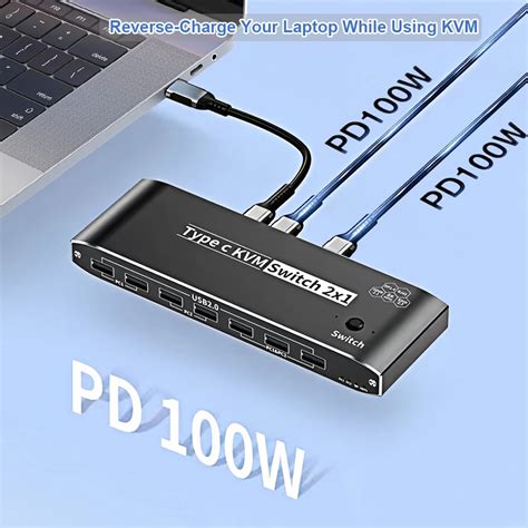 8k Usb C Kvm Switch 2x1 2 Port Type C Kvm Switch 8k 60hz 2 Port Box 4k