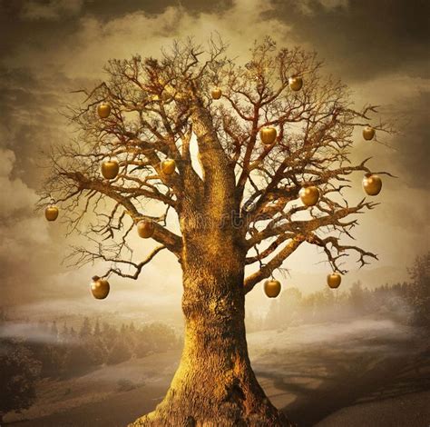 Magic Tree With Golden Apples Conceptual Digital Art