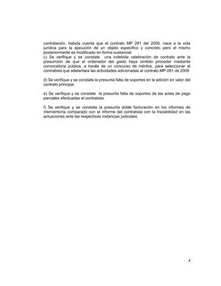 Informe Especial De Contralor A Auditoria Al Contrato Mp P Pdf