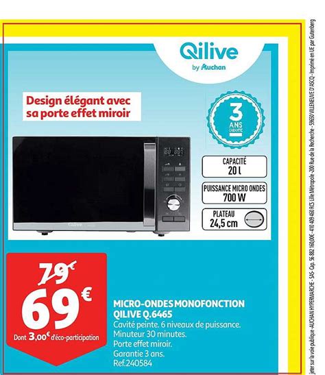 Promo Micro Ondes Monofonction Qilive Q Chez Auchan Icatalogue Fr