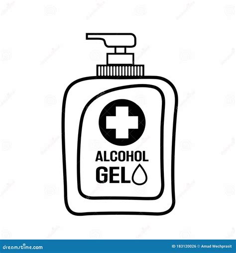 Alcohol Gel Bottle Hand Sanitizer With Cross Sign Line Drawing Icon