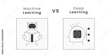 Machine Learning Vs Deep Learning Vector Diagram With Editable Stroke And Colors Machine