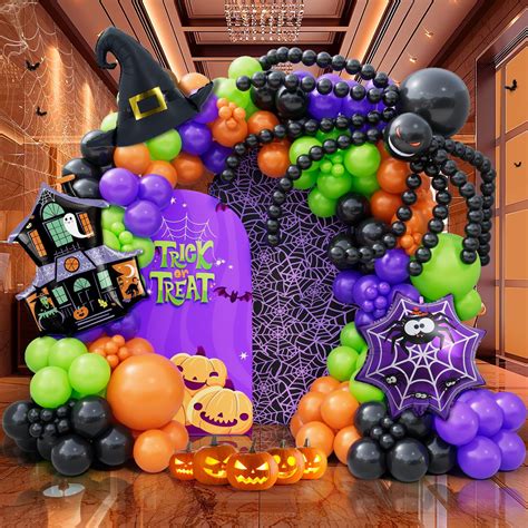 Bonropin 175pcs Halloween Balloon Garland Arch Kit With Black Orange