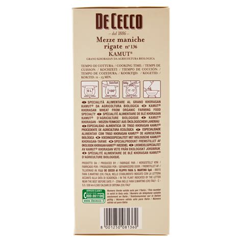 De Cecco Kamut Mezze Maniche Rigate N 136 Everli