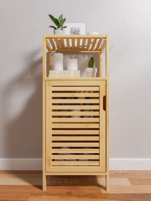 Hitnet Meuble De Rangement En Bambou Pour Salle De Bain Armoire De Sol