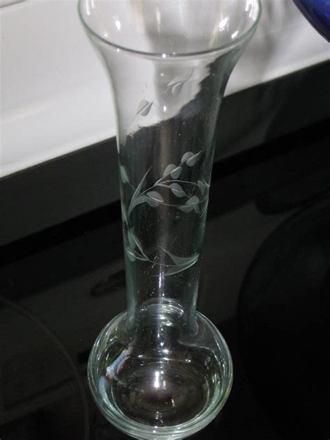 Vintage Etched Glass Vase Home Decor Collectible Vase Glass