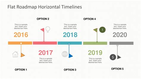 Flat Roadmap Horizontal Timelines For Powerpoint Slidevillacom