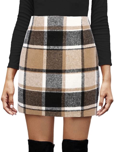 Women Plaid Mini Skirt High Waist Bodycon A Line Skirts Vintage Tartan