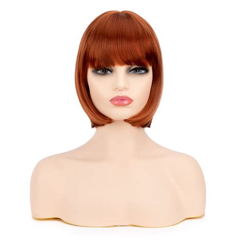 Ginger Bob Wig With Bangs Short Bob Ginger Wig For Women