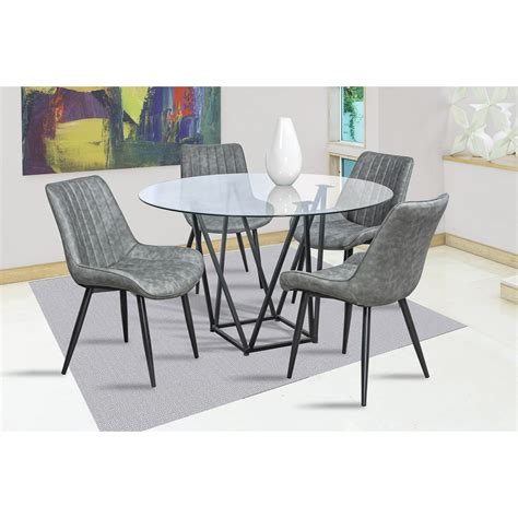 Comedor Java Gris 4 Sillas Redondo Tubular Y Cristal Mobilkraft Modelo