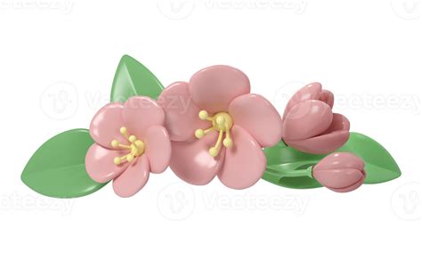 3d Pastel Pink Divider Cherry Flowers Botanical Spring Arrangement