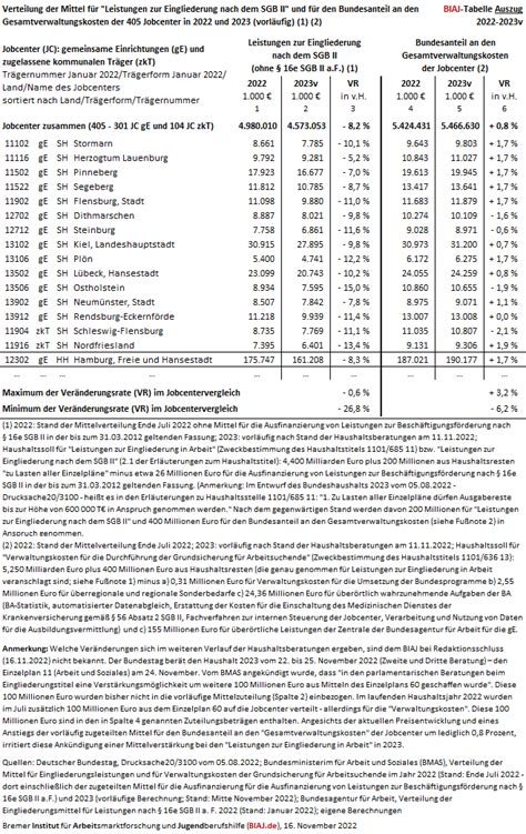 Jobcenter 2023 Bundesmittel für Leistungen zur Eingliederung nach dem