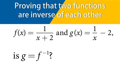 Proving Two Functions Are Inverses Of Each Other Youtube