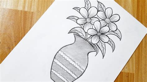 How To Draw Flowers In A Vase Easy Flower Drawing Tutorial Youtube