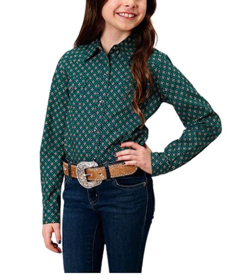 Roper Girls Forest Snap Shirt Cowpokes Work And Western