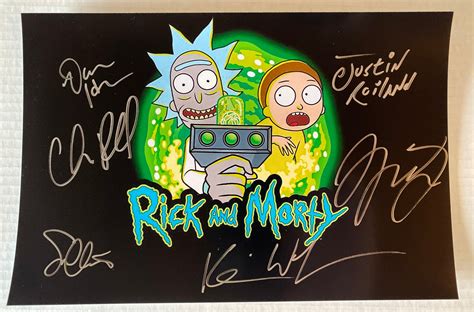 Rick and Morty cast signed photo Justin Roiland Parnell