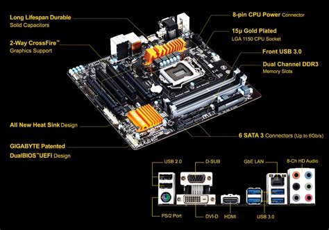 Gigabyte GA H97M D3H LGA 1150 DDR3 1600 Chipset Intel H97 USB 3 0