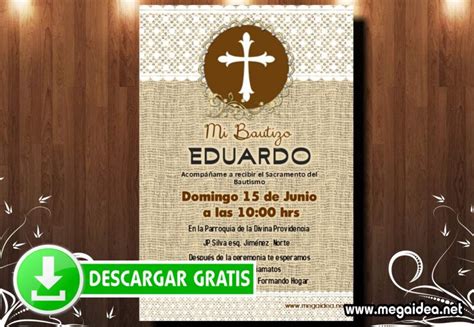 Invitacion Bautizo Vintage Yute Mega Idea Invitaciones Bautizo Bautizos Vintage Invitaciones