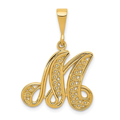 Icecarats Kt Yellow Gold Initial Monogram Name Letter M Pendant