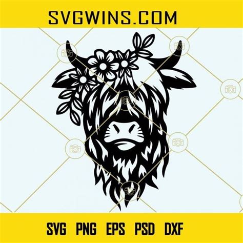 Floral Cow Head SVG Cute Cow Head SVG Highland Cow Svg Cow Svg