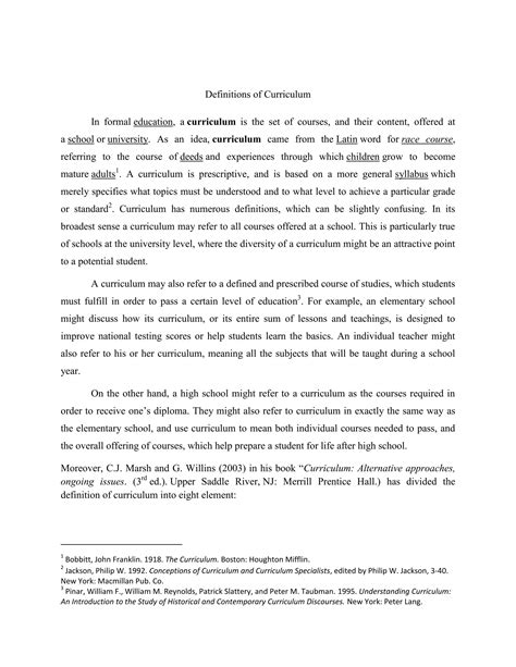 Definitions of curriculum | DOCX