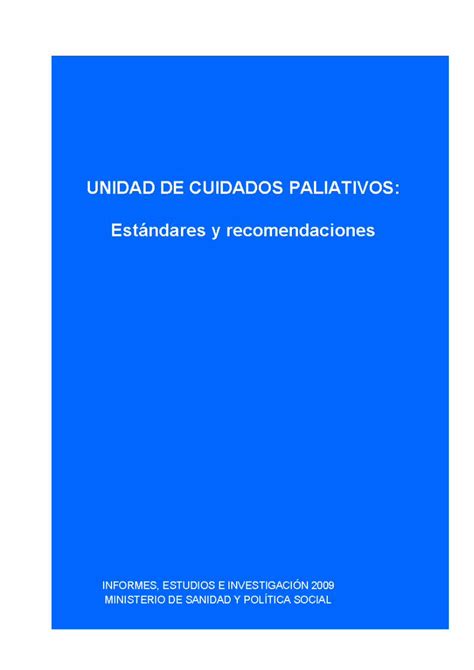 Pdf Unidad De Cuidados Paliativos Est Ndares Y Antonio Pascual