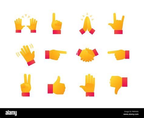 Hand Signs Modern Flat Design Style Icons Set Stock Vector Image And Art Alamy