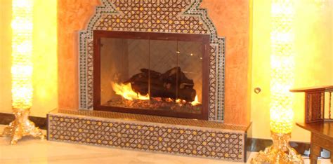 Moroccan tiles fireplace