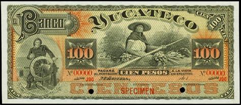 Mexico 100 Pesos Banknote 1903 Banco Yucateco World Banknotes And Coins Pictures Old Money