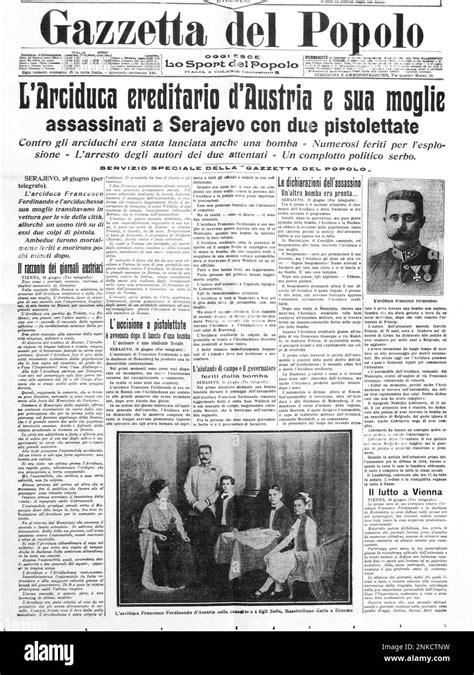 29 June 1914 Gazzetta Del Popolo Italian Newspaper Italy The