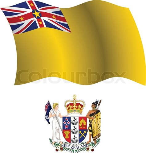 Niue Wellig Flagge Und Wappen Stock Vektor Colourbox