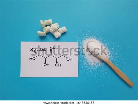 Structural Chemical Formula Xylitol Molecule Chewing Stock Photo