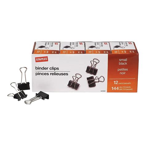 Staples Small Metal Binder Clips Bulk Pk Black 34 Size With 38